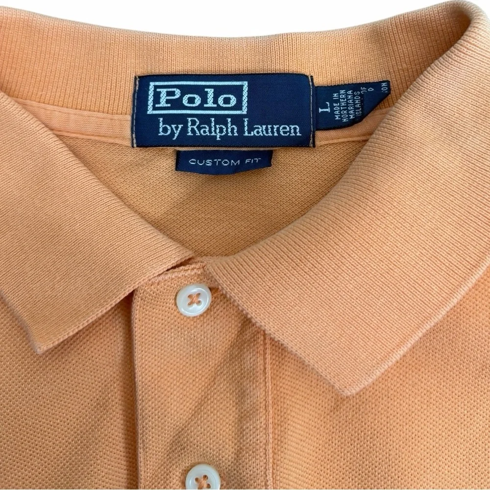 Polo Ralph Lauren Orange Polo Shirt Men’s Large Custom Fit‎ Cotton